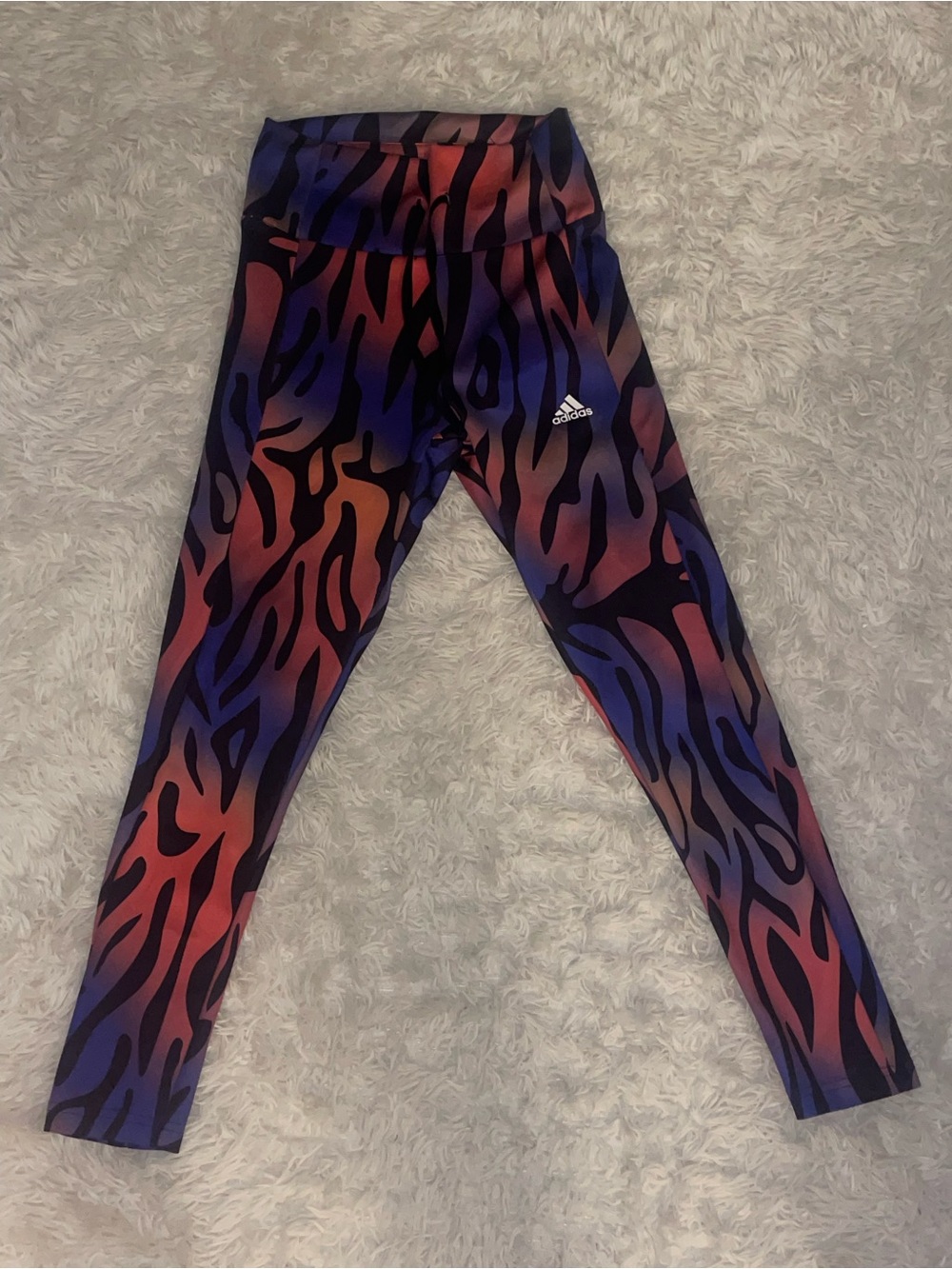 Women’s adidas Purple and Red Gradient Animal-Print Leggings with drawstring